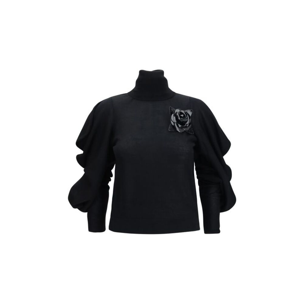 Blumarine Women High-Neck Sweater With Flower Brooch